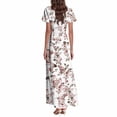 thumbnail image 2 of WILLBEST Vestido Lino Mujer Vestido De Verano Para Mujer Vestido Vintage De Longitud Media Con Estampado Floral Manga Corta Cuello En V Primavera, 2 of 3