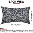 thumbnail image 3 of Navy Blue Beige Daisy Floral Lumbar Pillow Covers 12X20 Inch Vintage Flowers Pillow Cases Set of 2 Block Print Cotton Linen Throw Pillows Farmhouse Decor For Sofa Couch Porch Bed Cushion Outdoor, 3 of 6