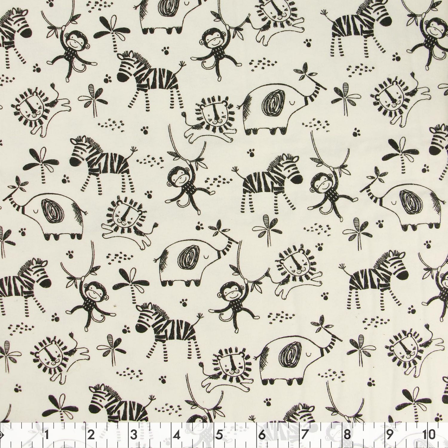 Fabric Creations Black White Safari Flannel Fabric by the Metre 107 cm (42")