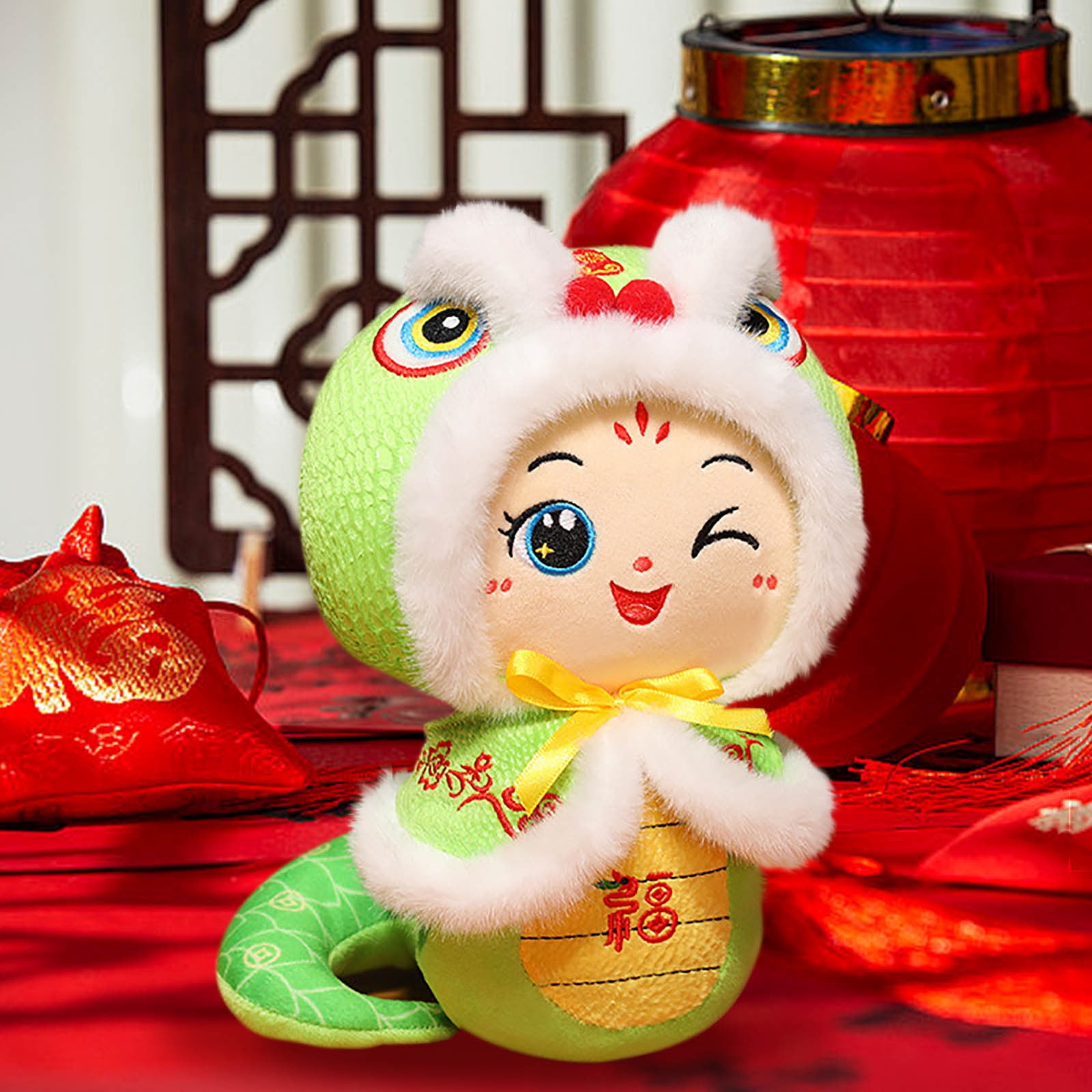 Pxyqht Cute Snake Year Doll Plush Toy for Babies,Auspicious Gift with Good Meaning for Newborns,Soft Cloth Doll for Decor and Playtime,Ideal Photography Prop
