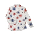 thumbnail image 4 of Ounisa American Flag Shirts Women 250th Anniversary USA Long Sleeve Button Down Blouse Stars & Stripes Print Patriotic Tops, 4 of 5
