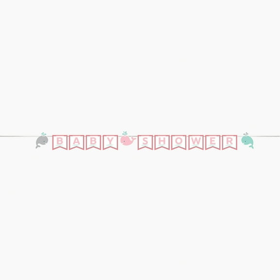 Pink Whale Baby Shower Ribbon Banner (1 ct)