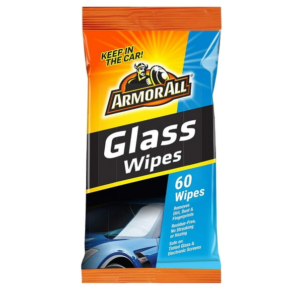 Armor All Car Interior Cleaner Glass Wipes for Dirt & Dust - Protectant for Cars & Truck & Motorcycle, 60 Count, 19270
