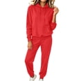 thumbnail image 3 of RongHuan Women Sweatsuits Sets 2 Piece Drawstring Oversized Hoodies Jogger Sweatpants Ouftit Fall Winter Tracksuits, 3 of 8