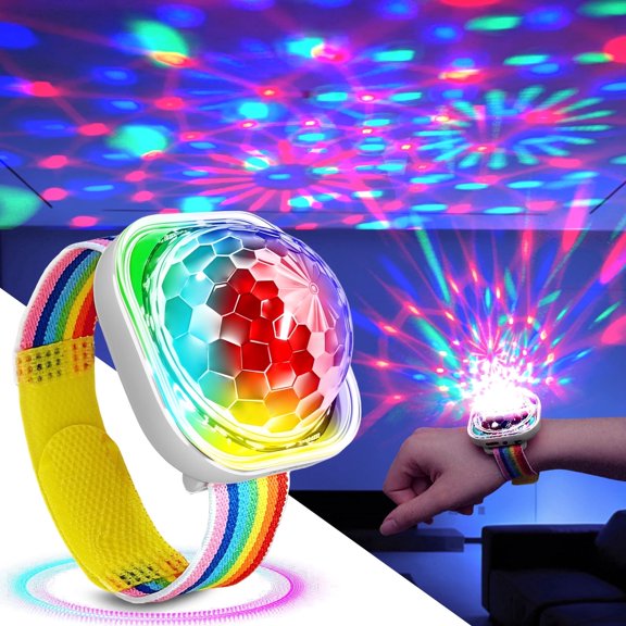 DAYBETTER Mini Disco Ball Light,White Voice Control LED Portable Bracelet Strobe Disco Light for Kids, Adults, Birthday Gift, Christmas