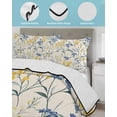 thumbnail image 4 of Quilts Twin Size, Yellow Blue Flowers Soft Comforter Bedding Set for Bed, Watercolor Botanical Floral Plants Lightweight Quilted Bedspread with Pillow Cover(2 Pieces) for All Season, 68x86 Inch, 4 of 6
