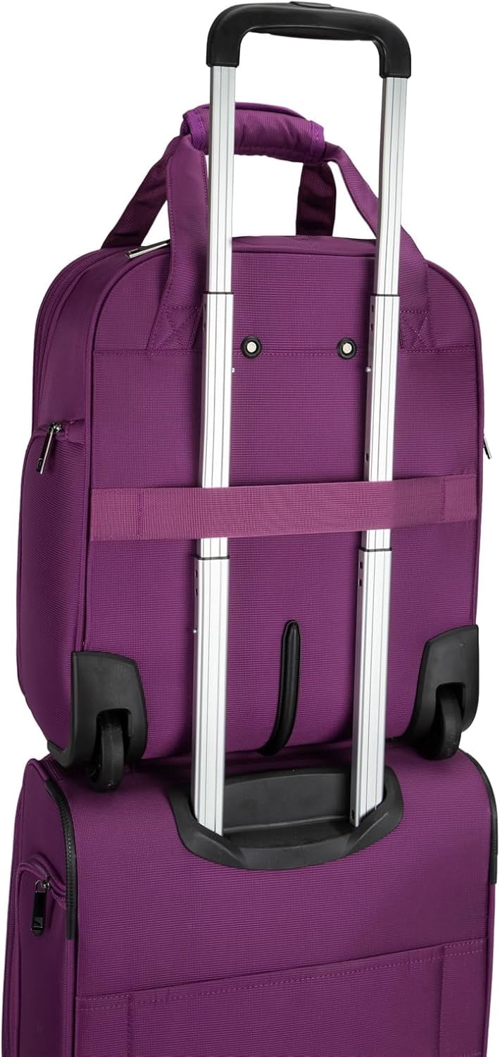 TIAWOLT Underseat Carry on Luggage with Wheels,16-inch Airline Approved Personal Item Stylish Softside Underseater Suitcases with Wet/Dry Pockets,Overnight Rolling Carry-on Bag for Short Trip, Purple