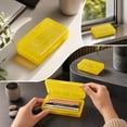 thumbnail image 7 of Small Pencil Box, Plastic Case with Hinged Lid and Snap, Portable Storage for Back to Campus Supplies, Yellow, 7 of 7