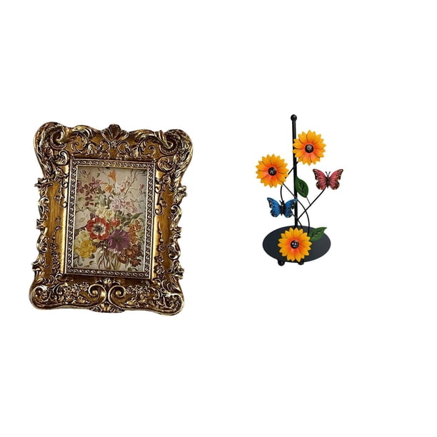Marco de fotos floral y porta pañuelos, juego de mesa antiguo, decorativo para montar en la pared, regalo para el hogar, la oficina, el dormitorio, la