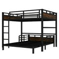 thumbnail image 6 of Bellemave Queen Over Queen Bunk Bed, Separable Bunk Beds Frame with Headboard and Rails, Bunk Beds Can Turns Into Loft Bed and Platform Bed for 2 People (Vintage Wood+Black）, 6 of 8