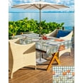 thumbnail image 5 of Outdoor Tablecloth with Umbrella Hole for Patio/Picnic/Party/Camping, Orange Flower Waterproof Table Cloth Rectangle Table Cover Washable, Blue Tulip Butterfly Watercolor Plaid Green 60"x 120", 5 of 7