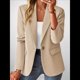 thumbnail image 4 of Blazer Informal de Otoño para Mujer, Ligero, con Forro Completo, Cuello de Solapa con Botones, Ajustado, Moderno y con Bolsillo Albaricoque L, 4 of 9