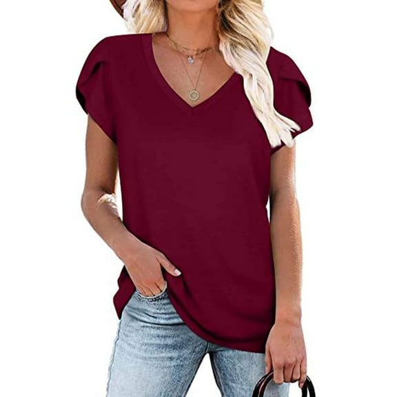 Giftesty Womens Tops 2023 Fashion Women's Summer Round-Neck Short Sleeve Print Casual Blouses Tops