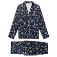 thumbnail image 5 of mgoYE Family Christmas Pajamas Couple Matching Pajamas Sets Silk Long Sleeve Button Sleepwear Satin Pjs Shorts Set Soft Lounge Set, 5 of 9