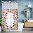 thumbnail image 2 of Colorful Flowers No Hook Shower Curtain with Snap in Liner Watercolor Spring Red Yellow Purple Daisy Lavender Floral Waterproof Bathroom Shower Curtain with See Through Top Window 54" x 78", 2 of 9