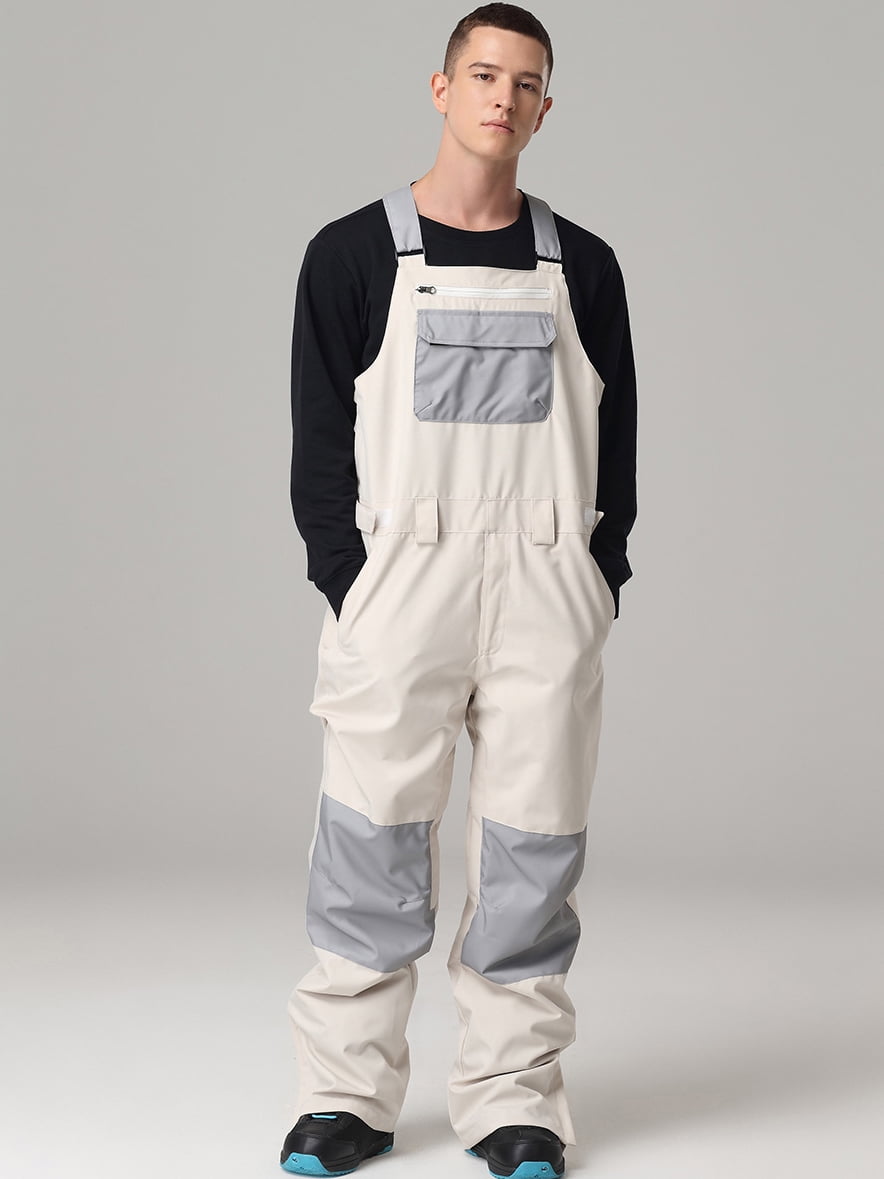 Hotian Men Colorblock Insulated Ski Snow Bib Pants Outdoor Snowboarding