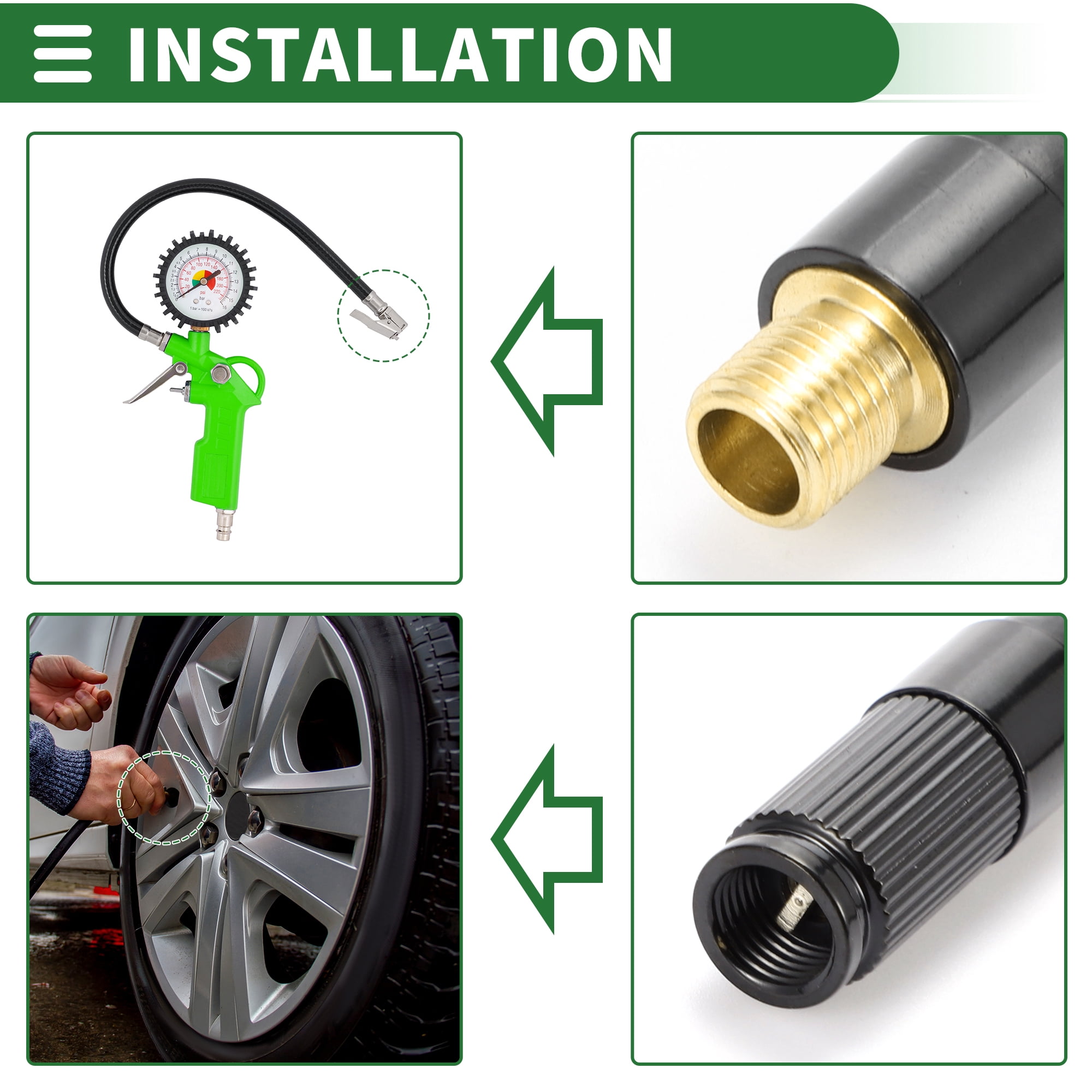 Unique Bargains Tire Inflator Extension Tube Air Pump Hose Adapter 19.69inch Rubber