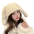 thumbnail image 1 of Women Winter Hat Long Bunny Ear Decor Knitted High Elasticity Warm Thick Soft Ear Protection Solid Color Windproof Anti-slip Deco, 1 of 10