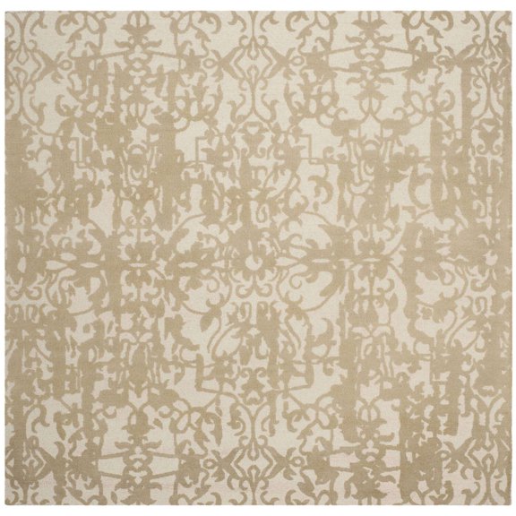 SAFAVIEH Restoration Vintage Alannah Floral Wool Area Rug, Ivory/Sand, 6' x 6' Square