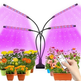 Grow Light,4 Head Grow Lights for Indoor Plants with Red Blue Spectrum, 4/8/12H Timer, 10 Dimmable Brightness for Indoor Succulent Plants Growth, 3 Switch Modes, Adjustable Gooseneck