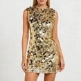 thumbnail image 4 of Unir Women's Sparkly Sequin Dress, Sleeveless Bodycon Mini Dress for Party & Clubwear Events, 1PC, S-XL, 4 of 7