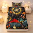 thumbnail image 3 of Homewish Watercolor Botanical Mushroom Twin Sheets,Vintage Fungus Plant Bedding,3 Pieces,1 Flat Sheet,1 Fitted Sheet and 1 Pillowcase, 3 of 6