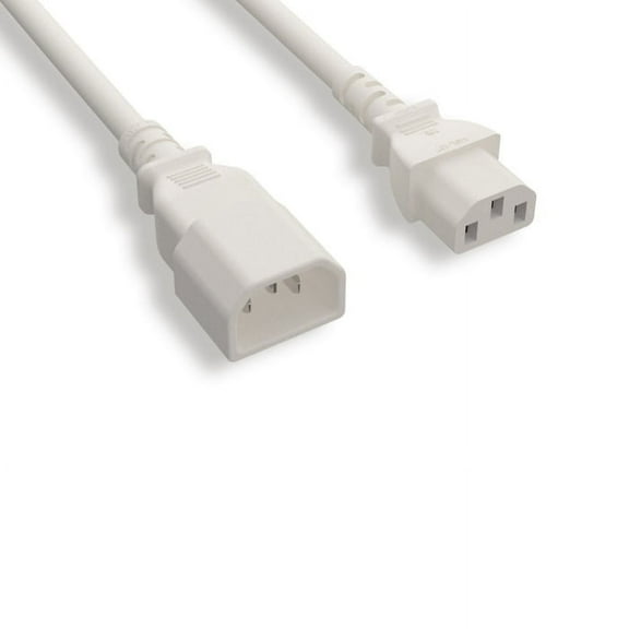 Kentek White 10 Feet Ft 18AWG Color Power Cable IEC60320 C13 to IEC60320 C14 10A/250V Jumper Cord