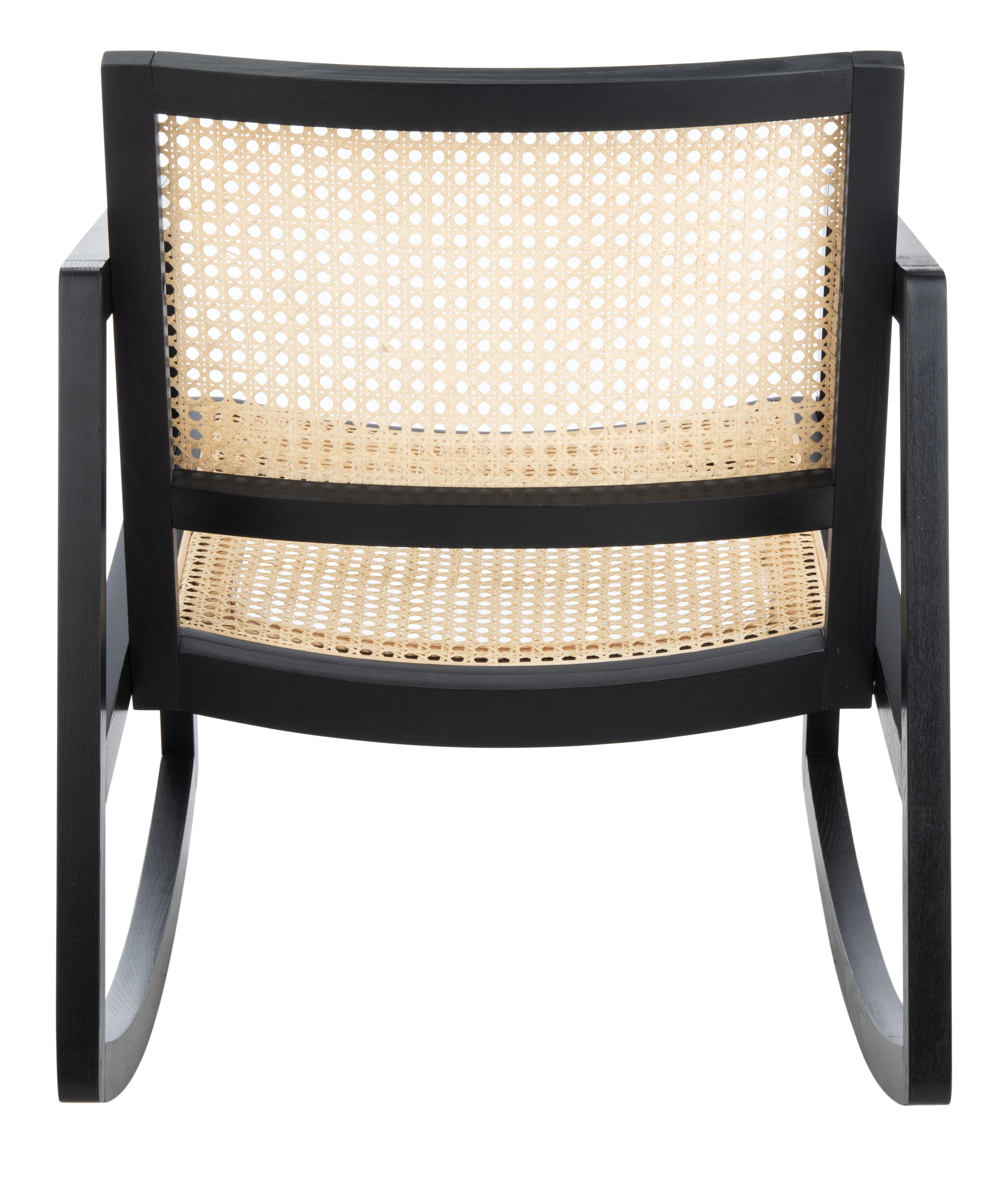 SAFAVIEH Couture Perth Coastal Solid Rattan Rocking Chair, Black/Natural
