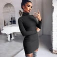thumbnail image 3 of NARABB Women's Sweater Dress Knit Solid Long Sleeve Sweater Dress Tight Turtleneck Pullover Dress, 3 of 8
