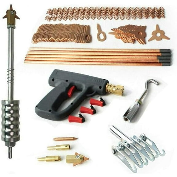 86PCS Dent Puller Welder Kit, Car Body Spot Repair Device Stud Welding Hammer Gun Mini Welding Machine Tool for Dent Repair of Car, Car Dent Repair and Metal Surface Dent Removal ABS Copper