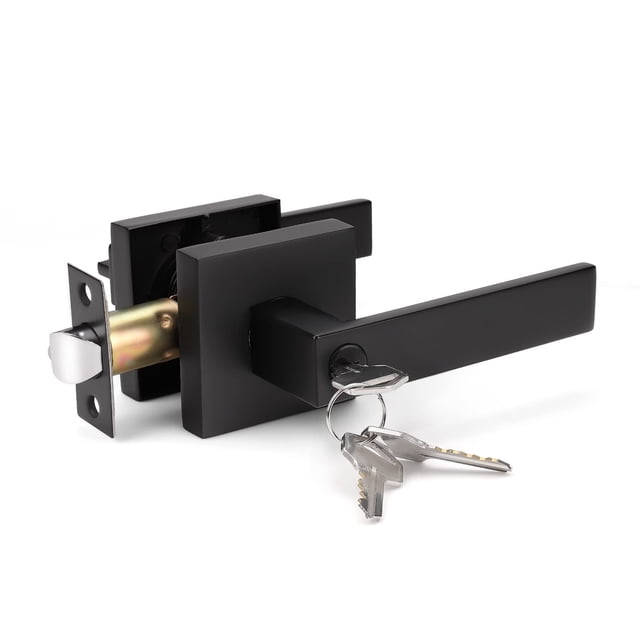 Manilla de puerta KNOBWELL, palanca de entrada resistente con llave, negro mate