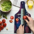 thumbnail image 3 of 21st Birthday Cutting Board, Happy Birthday Words with Stars on Abstract Tones of Pink Inspired Image, Tempered Glass Cutting and Serving Board, Wine Bottle Shape, Eggplant Purple, by Ambesonne, 3 of 5