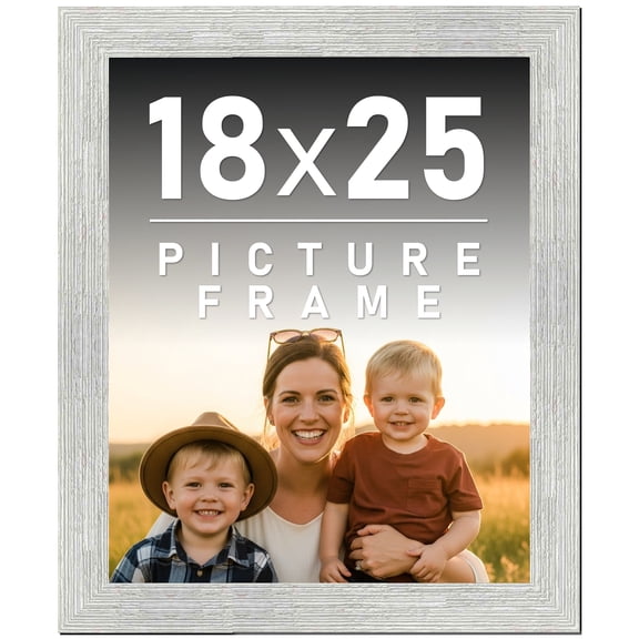18x25 Frame White Barnwood Picture Frame - Modern Photo Frame Includes UV Acrylic Shatter Guard
