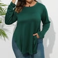 thumbnail image 5 of Elainilye Fashion Women Under Scrub Shirts Long Sleeve Plus Size Tops V-neck Solid Loose Undershirt Blouse,Green, 5 of 9