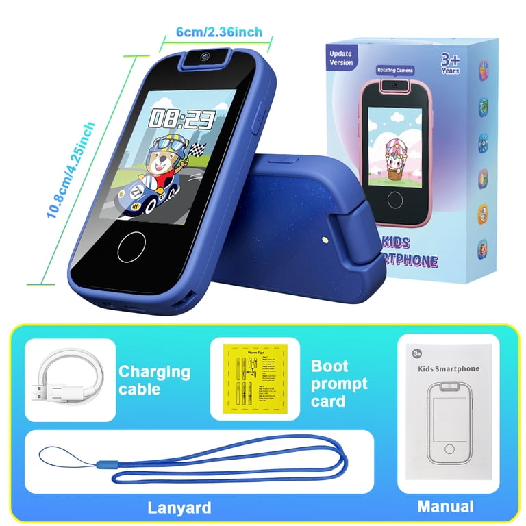 PTHTECHUS Kids Toy Phone, Rotating Camera, Alphabet Learning