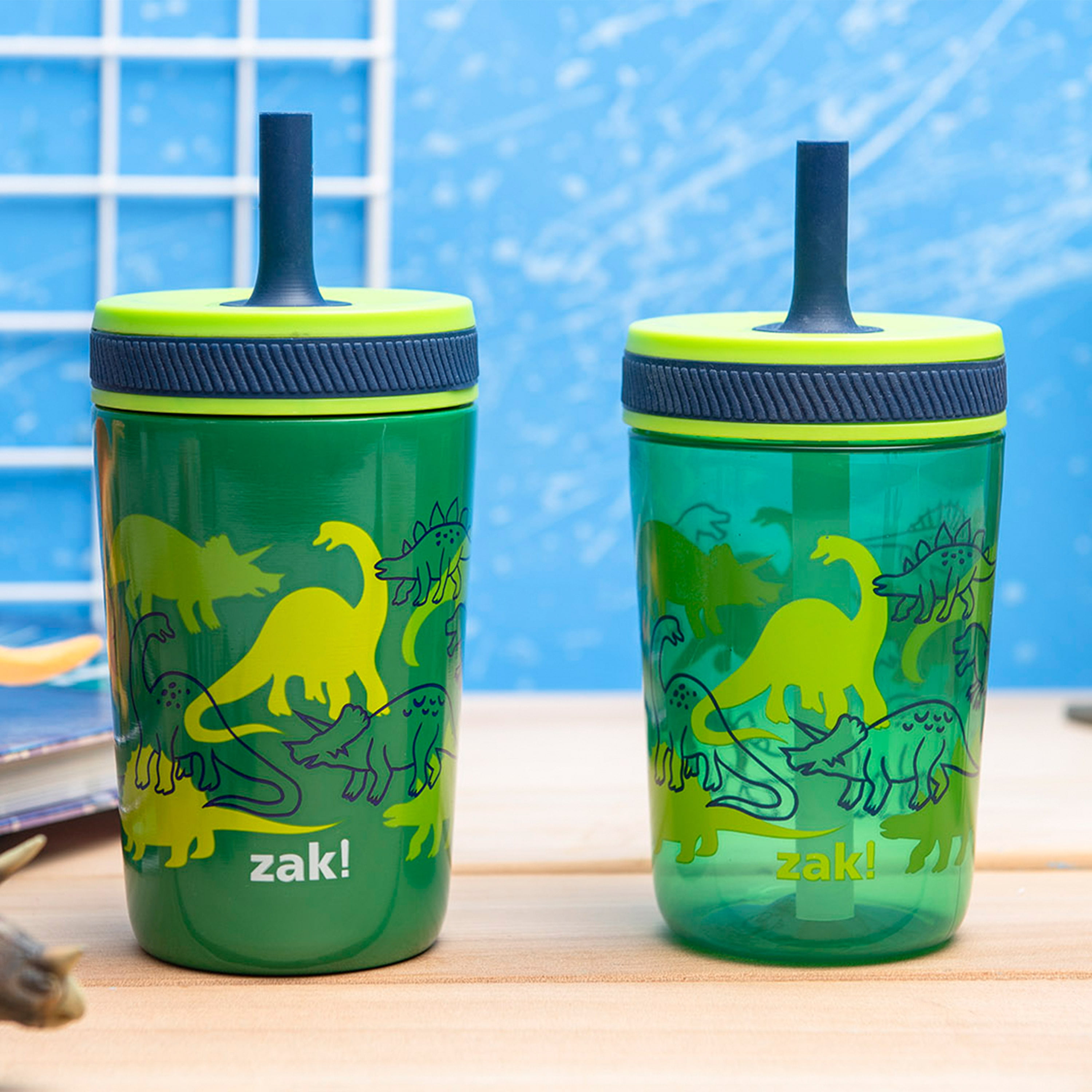 Zak Designs Campout and Camping Kelso Tumbler Set, Leak-Proof Screw-On Lid with Straw, Bundle for Kids Includes Plastic and Stainless Steel Cups