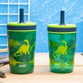 thumbnail image 5 of Zak Designs 12oz and 15oz Kelso Straw Tumbler Set, 12oz Stainless Steel and 15oz Plastic, 2 Cups and 1 Bonus Straw, Leakproof and Perfect for Kids, Dino Camo, 5 of 10
