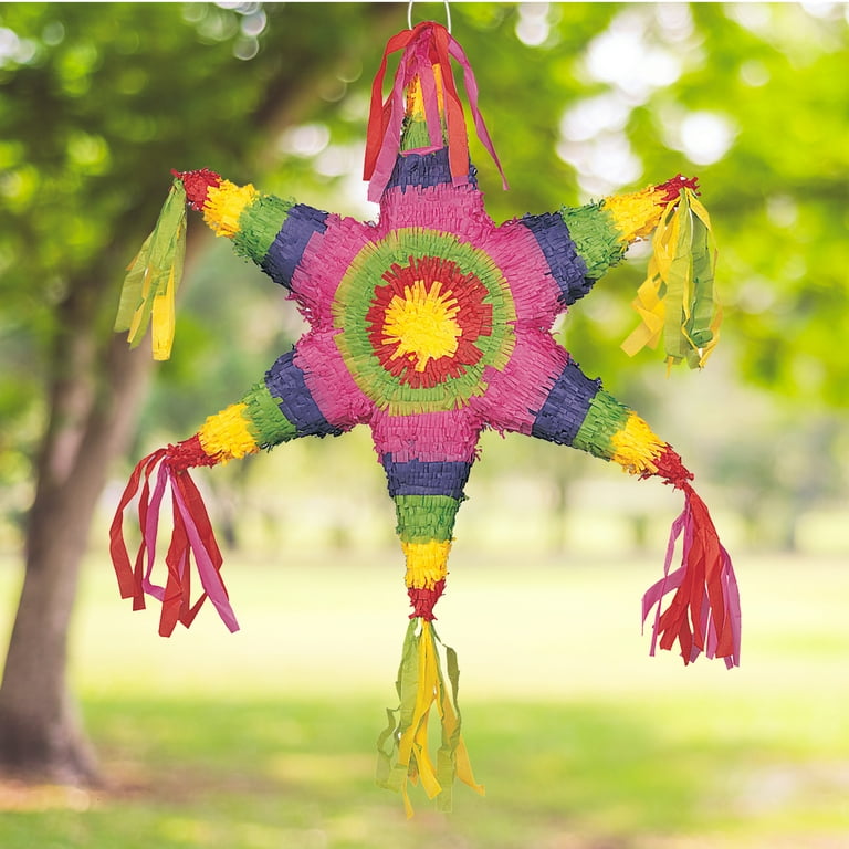Handmade Mexican Star Pinata, Extra Large, Multicolor + 30 Feet of