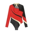 thumbnail image 6 of Yartina Women's Long Sleeve Gymnastics Leotard Metallic Athletic Dance Bodysuit Dancewear Costume Red XL, 6 of 7