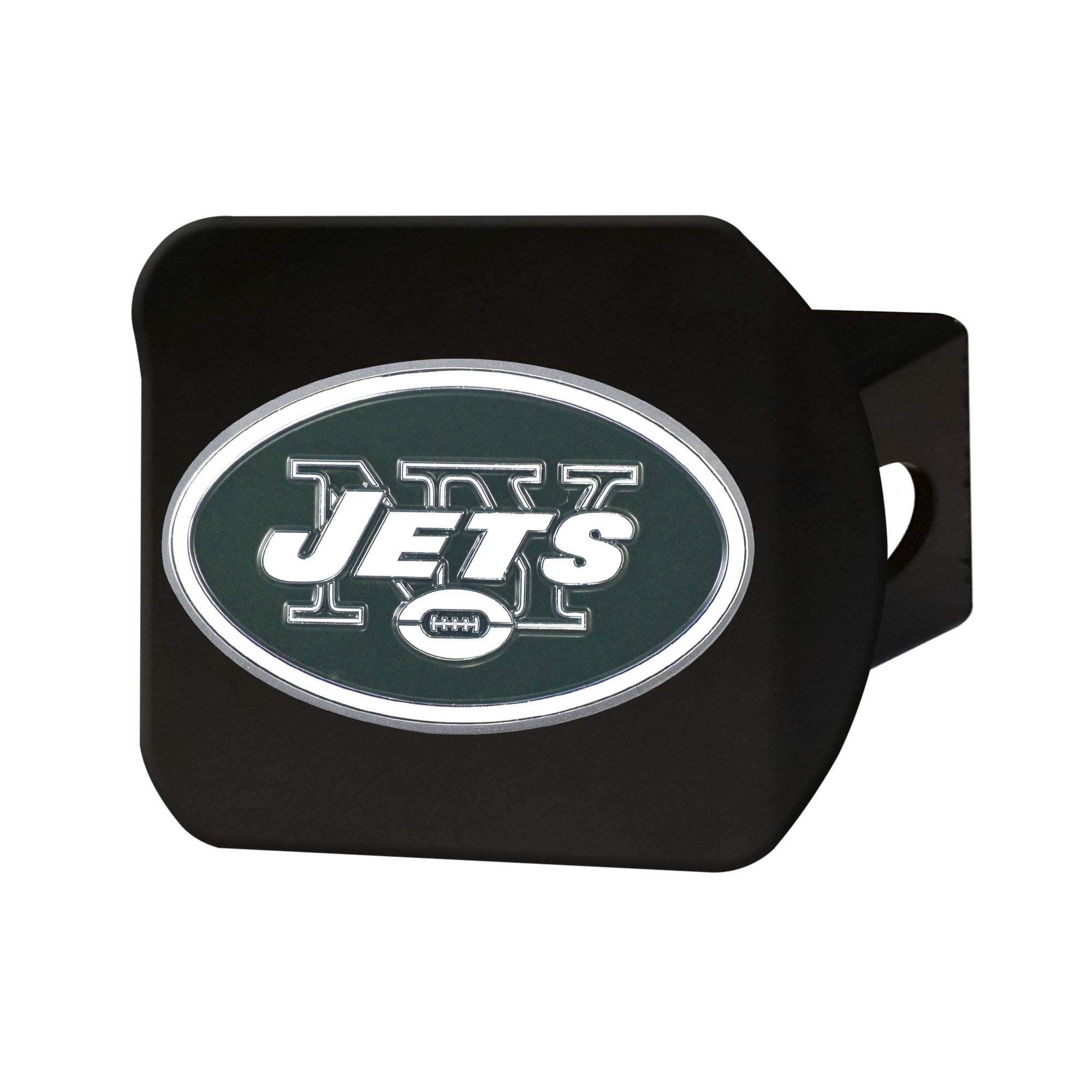 fan mat 22595 trailer hitch cover fits 2 inch receiver nfl new york jets logo on black chrome plated metal