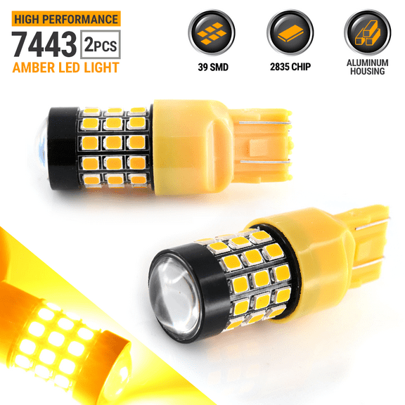 2X 50W 7443 LED Amber Yellow Turn Signal Parking DRL High Power Light Bulbs