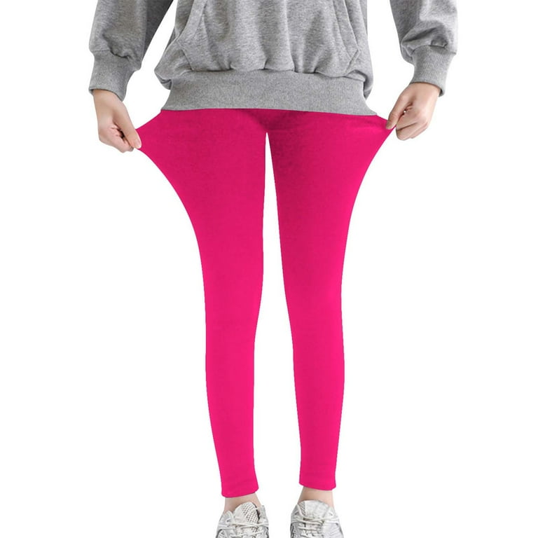 HAOTAGS Girls Cotton Leggings 3-Pack,High Waist Solid Color