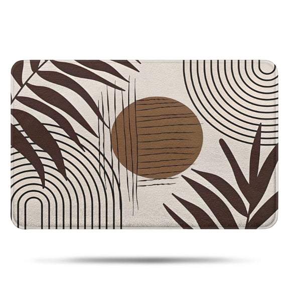 Brown Boho Geometric and Plant Pattern Bathroom Rugs Mat,Non Slip Microfiber Bathroom Rug,Rubber Backing,Soft Bathroom Mats for Bathroom Floor,Tub and Shower,17x27in(43x68cm)