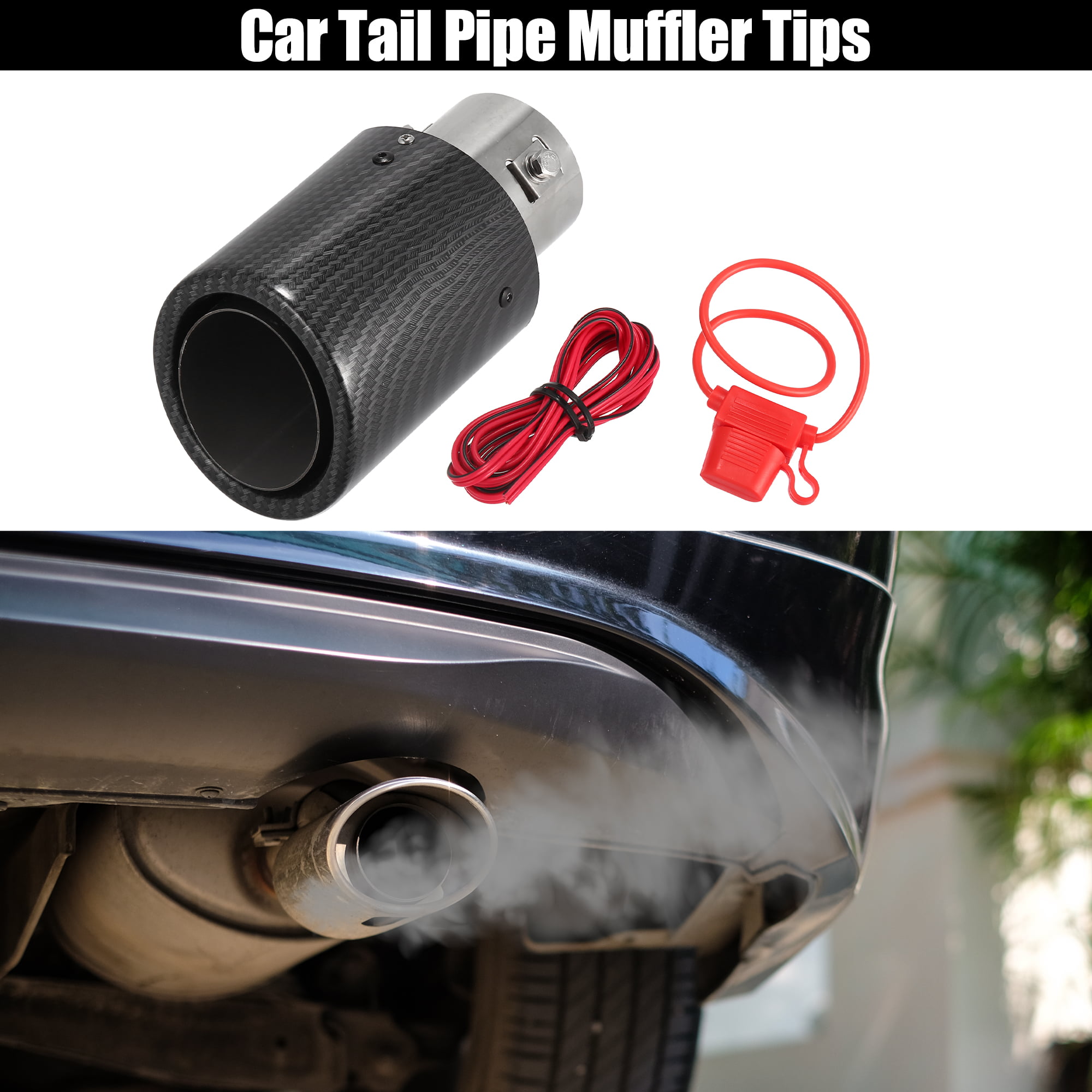 Left Side 1x Real Carbon Fiber Auto Car Exhaust Pipe Tail Muffler Tip Dual Pipe 