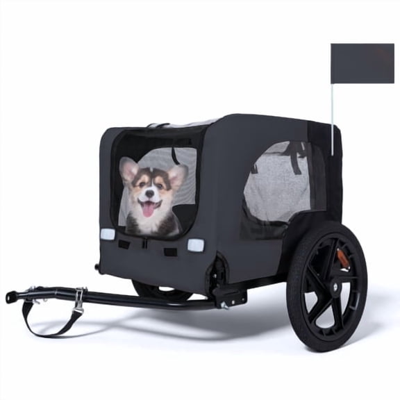 iTeafcom Heavy Duty Pet Bike Trailer, 16" All-Terrain Wheels, Folding Dog Carrier with Universal Hitch
