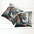 thumbnail image 4 of Ambesonne Leopard Throw Pillow Cover Pack of 2, Rainbow Cat in Greyscale, 2 Pcs-36"x16", Grey Multicolor, 4 of 5