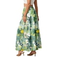 thumbnail image 4 of LWavelet Women's Vintage Floral Print Tiered Maxi Skirt, Elastic Waist with Pockets, Boho Spring & Easter Long Skirt Mint Green XL, 4 of 6