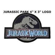Jurassic Park Movie Logo - Iron-On or Sew-On Embroidered Patch Novelty Applique - Costume Dinosaur Fossils Extinct Ranger - Retro Vintage - Vacation Travel Souvenir Tourist