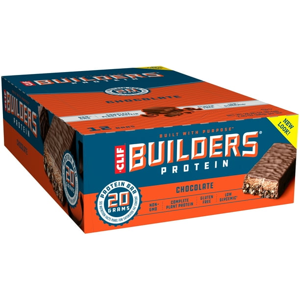 Clif Builders Protein Bars, Chocolate , 20g Protein, 2.4 ounce bars, 12