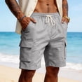 thumbnail image 4 of Lumtrix Mens Cotton Baggy Cargo Shorts Drawstring Stretch Elastic Waist Casual Work Short with Pockets Dark Gray XL, 4 of 7